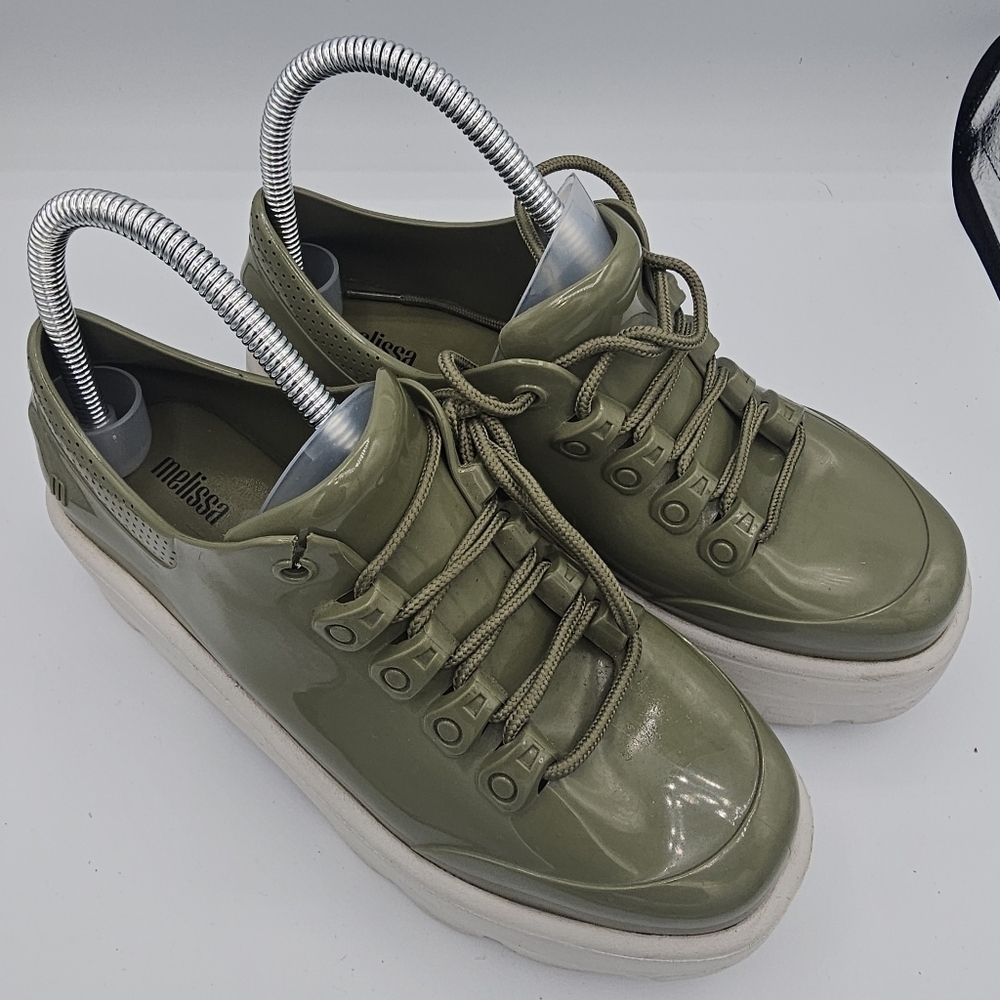 Melissa Kick Off Platform & wedge Sneakers Green white Size 8